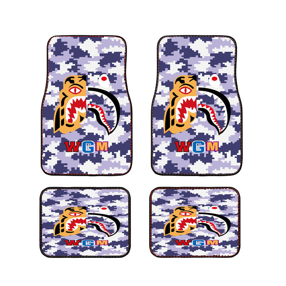 Bape Tiger Shark Blue Purple 8 Bit Car Floor Mats Accessories
