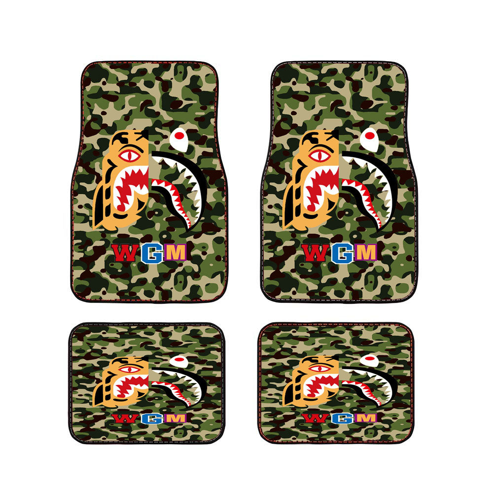 Bape Tiger Shark Green Car Floor Mats Accessories