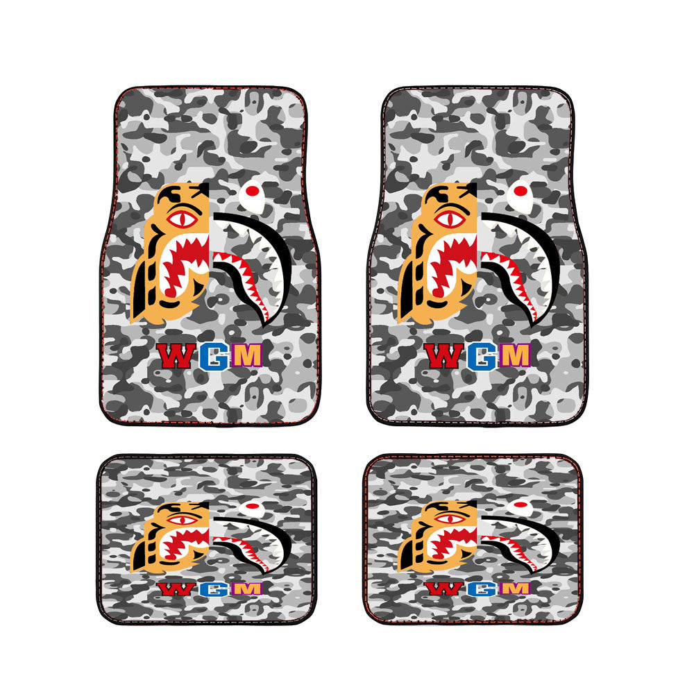 Bape Tiger Shark Grey Car Floor Mats Accessories