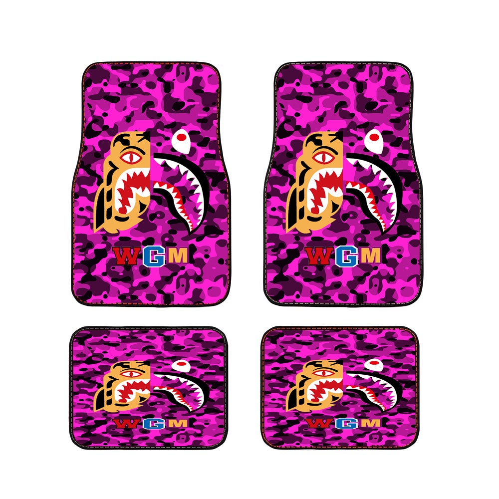Bape Tiger Shark Purple Car Floor Mats Accessories
