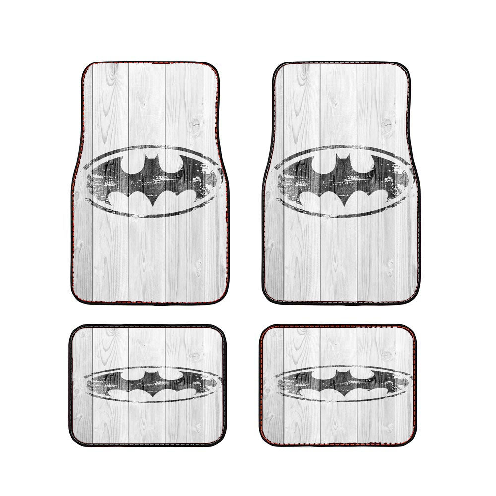 Batman Logo White Wood Wallpaper Car Floor Mats Accessories