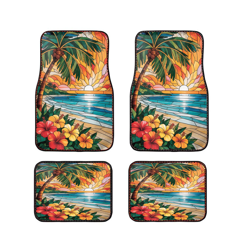 Beach Scene Tropical Palm Tree Car Floor Mats Accessories