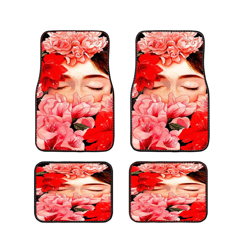 Beautiful Flower Rose Girl Car Floor Mats Accessories
