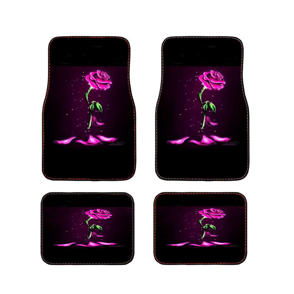 Beauty And The Beast Neon Glass Rose Car Floor Mats Accessories