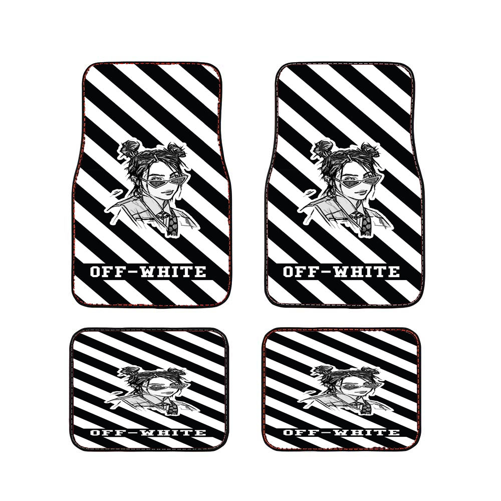 Billie Eilish Off White Stripe Pattern Car Floor Mats Accessories