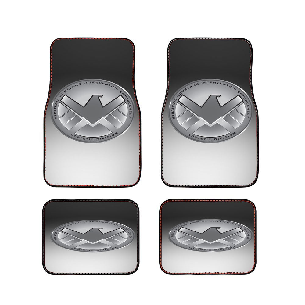 Black And White Marvel Shield Logo Car Floor Mats Accessories