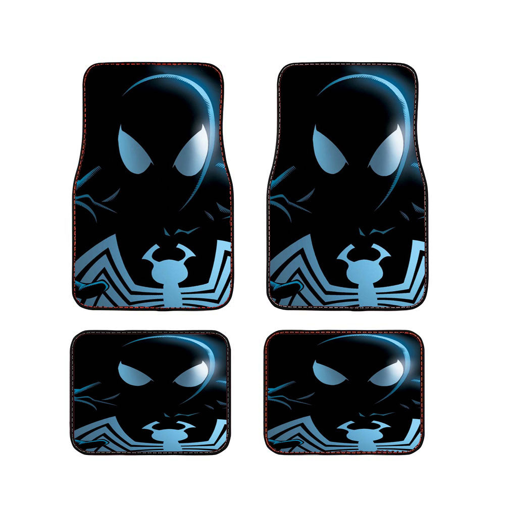 Black Animated Spider Man Cartoon Face Car Floor Mats Accessories