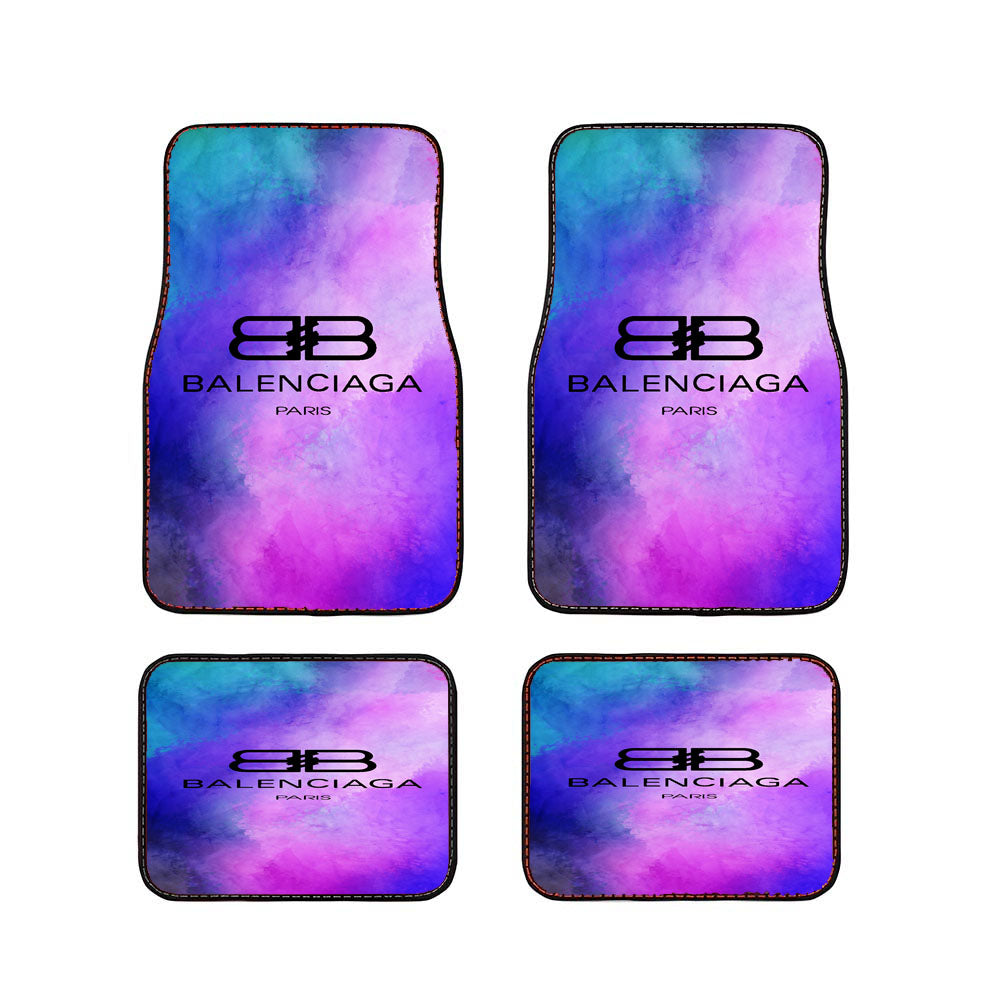 Black Balenciaga Blue Purple Tye Die Color Car Floor Mats Accessories