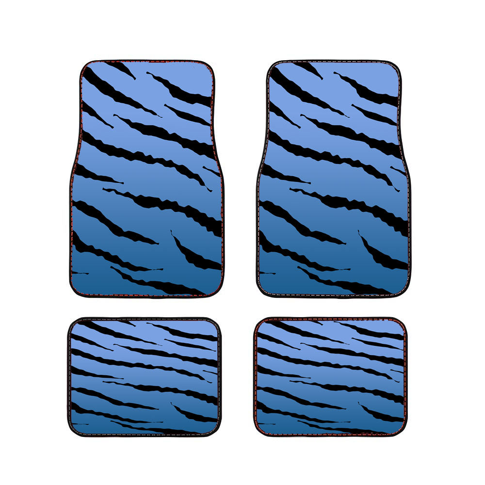 Black Blue Gradient Tiger Skin Texture Nature Pattern Car Floor Mats Accessories