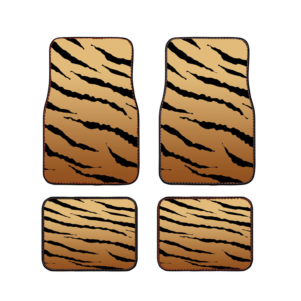 Black Brown Gradient Tiger Skin Texture Nature Pattern Car Floor Mats Accessories