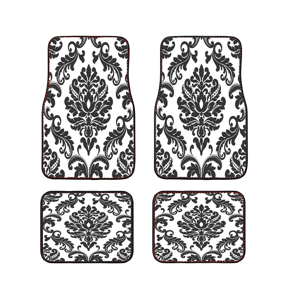 Black Damask Pattern Car Floor Mats Accessories