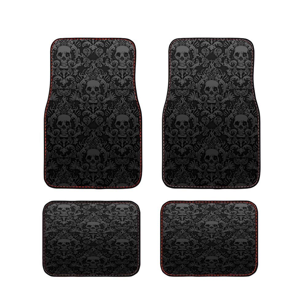 Black Damask Skull Pattern Car Floor Mats Accessories