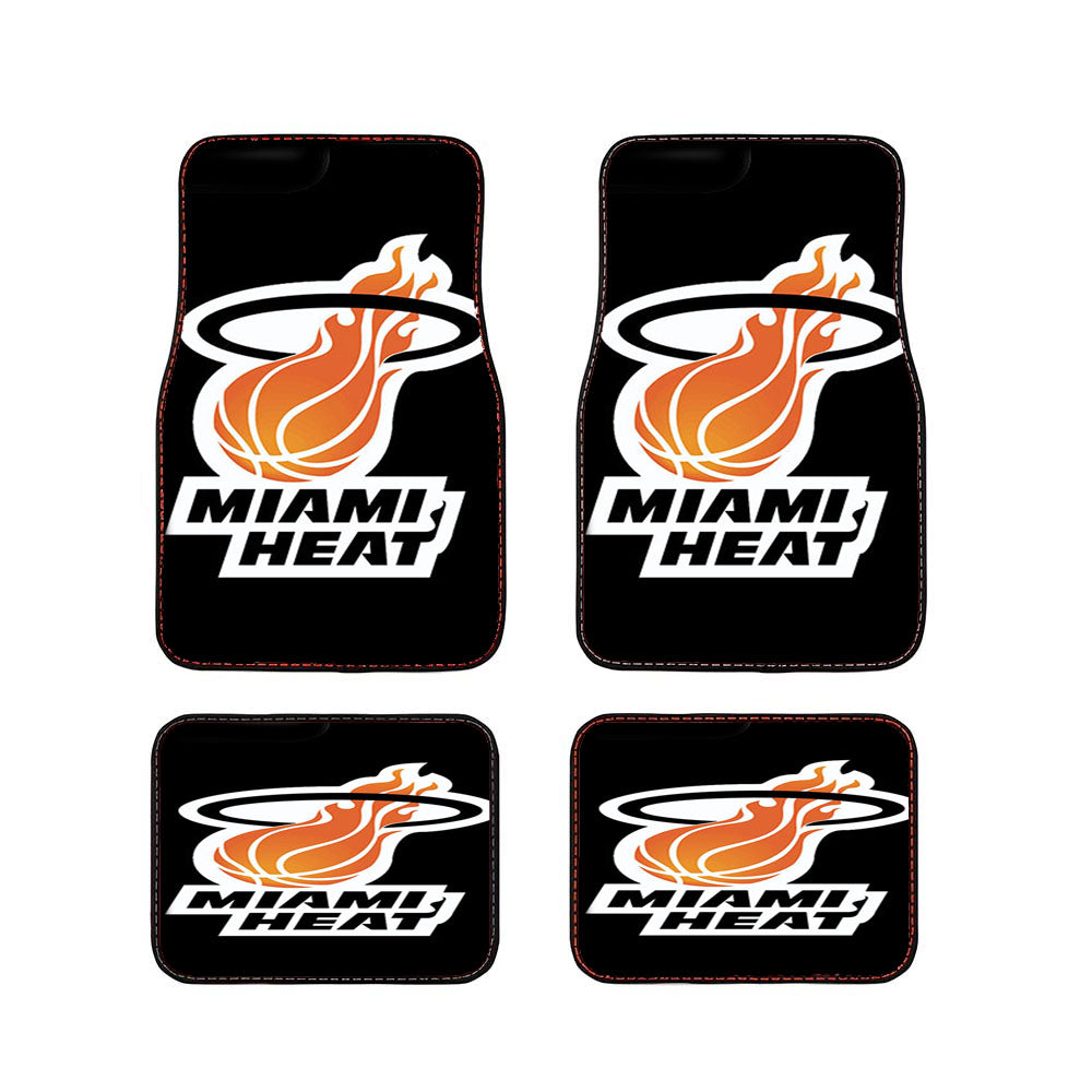 Black Design Miami Heat Car Floor Mats Accessories