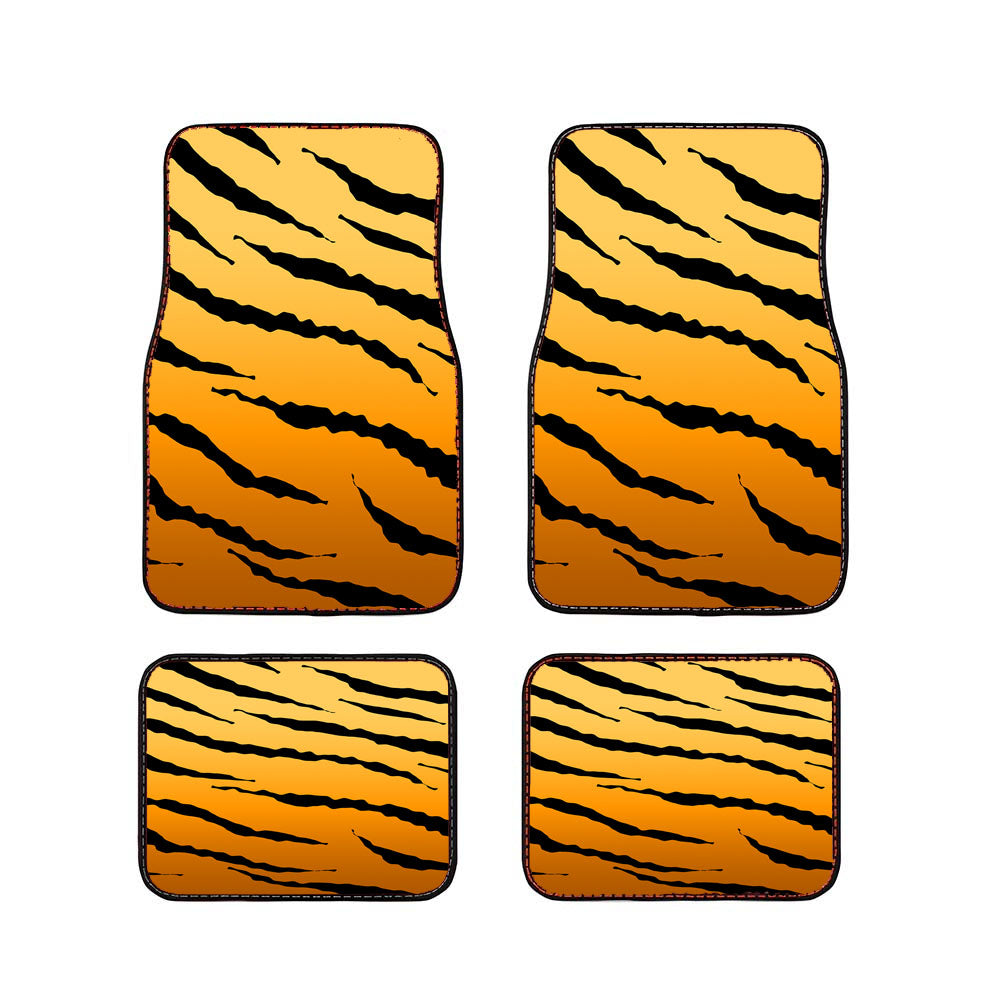 Black Orange Gradient Tiger Skin Texture Nature Pattern Car Floor Mats Accessories