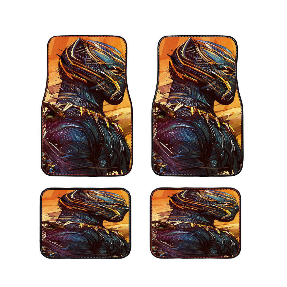 Black Panther Gold Artwork Car Floor Mats Accessories
