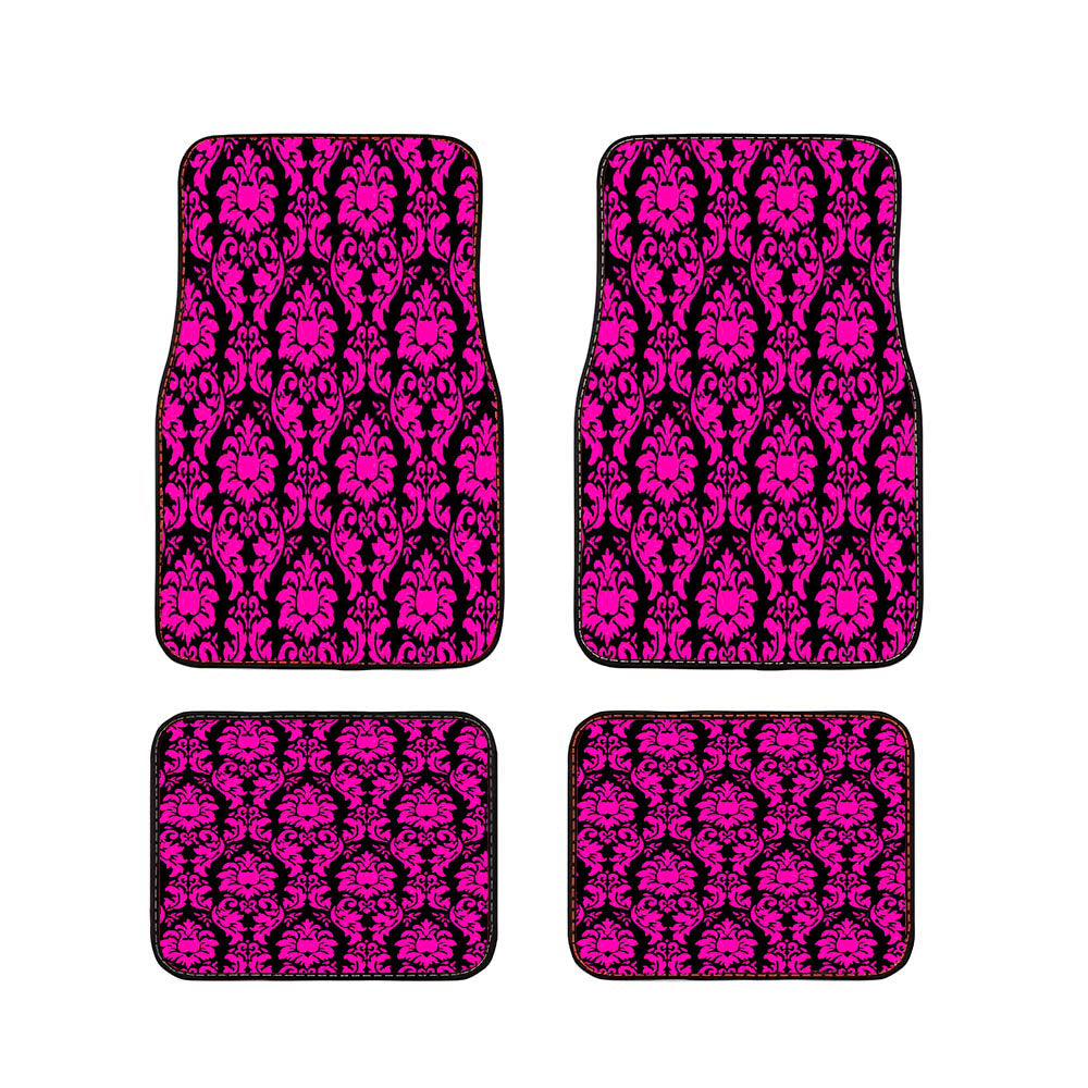 Black Pink Damask Pattern Car Floor Mats Accessories