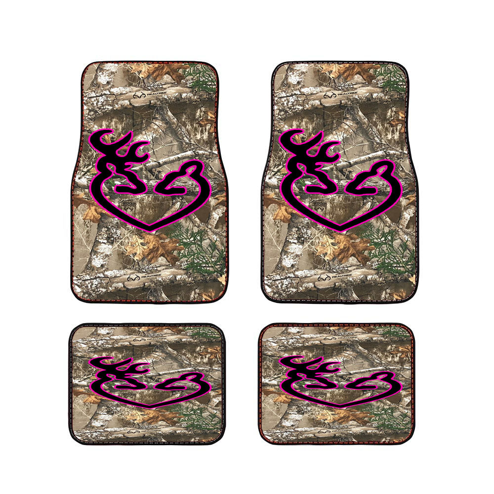 Black Pink Loving Browning Deer Realtree Car Floor Mats Accessories