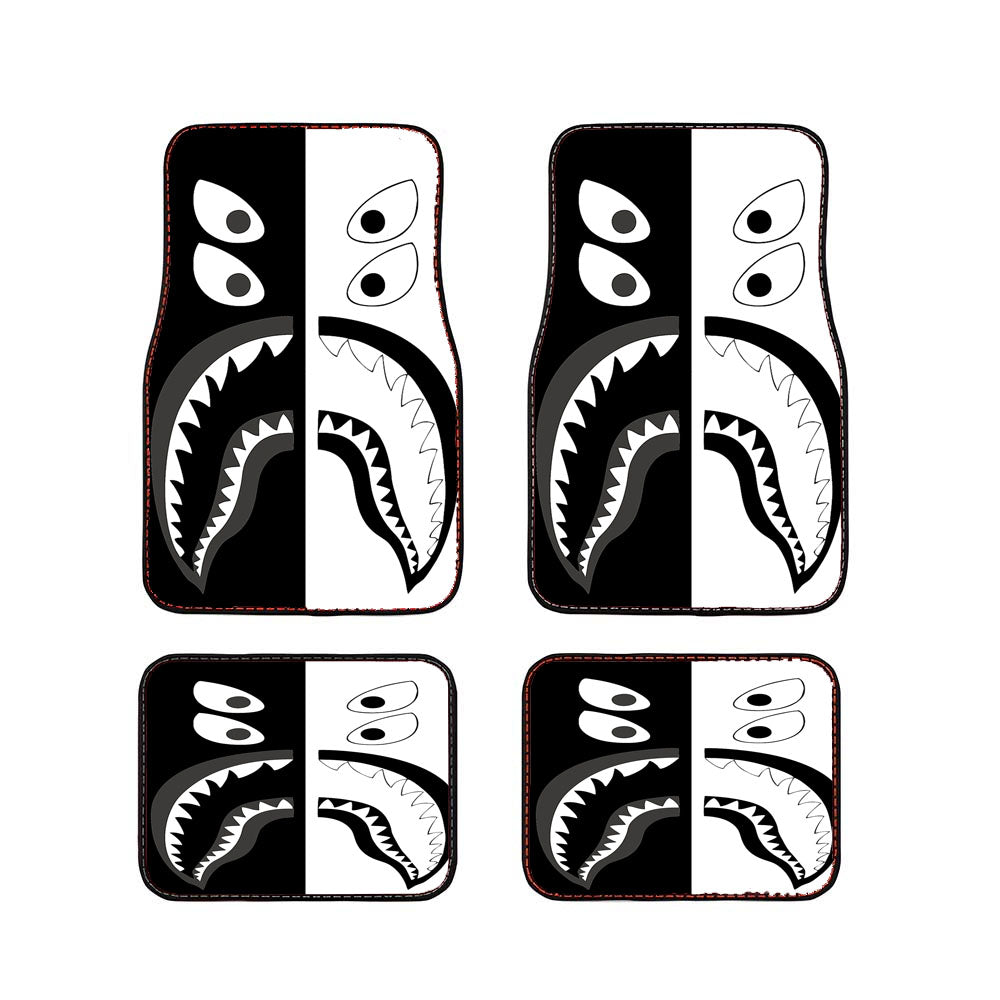 Black White Bape Shark Car Floor Mats Accessories