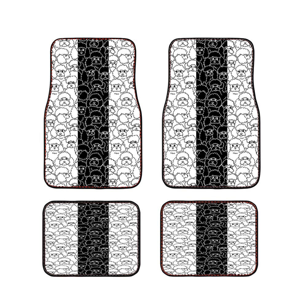 Black White Poodle Pattern Car Floor Mats Accessories