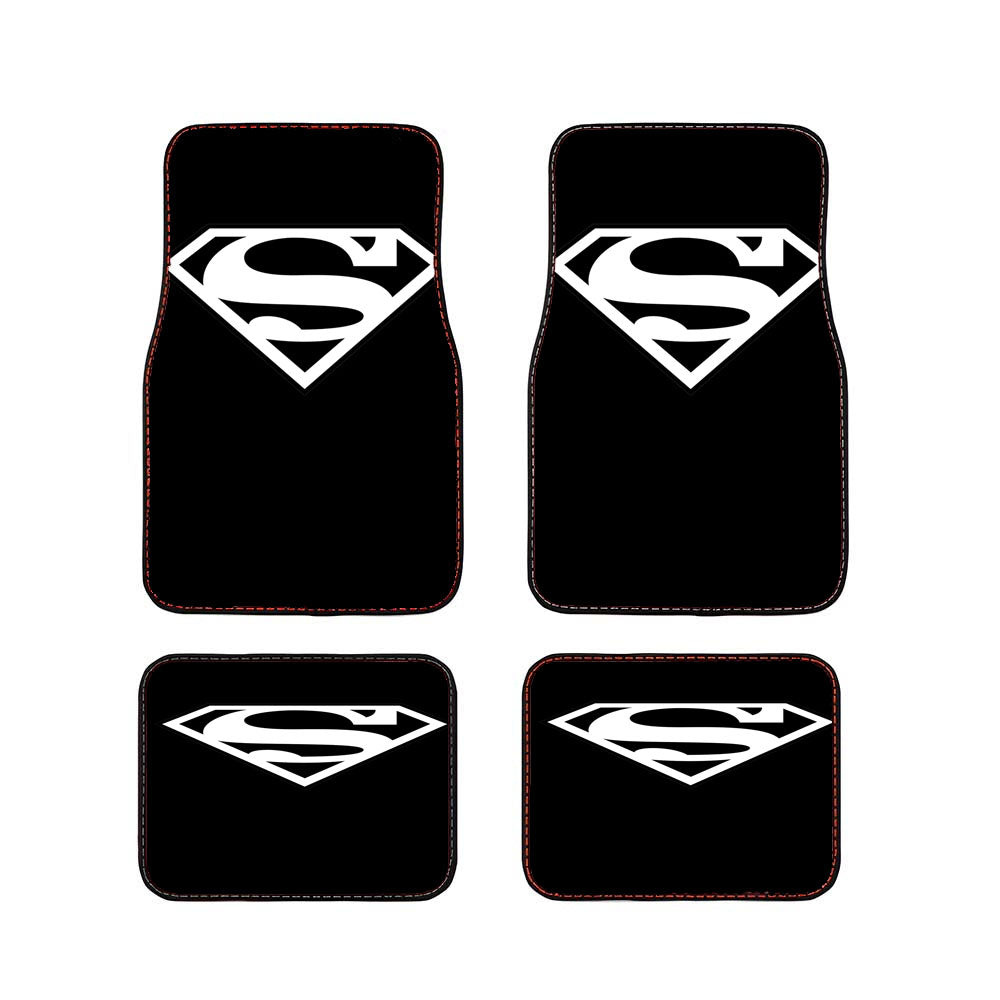 Black White Superman Logo Car Floor Mats Accessories