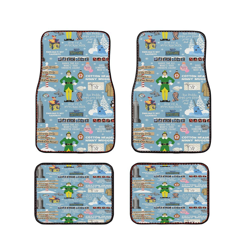 Blue Buddy The Elf Pattern Car Floor Mats Accessories
