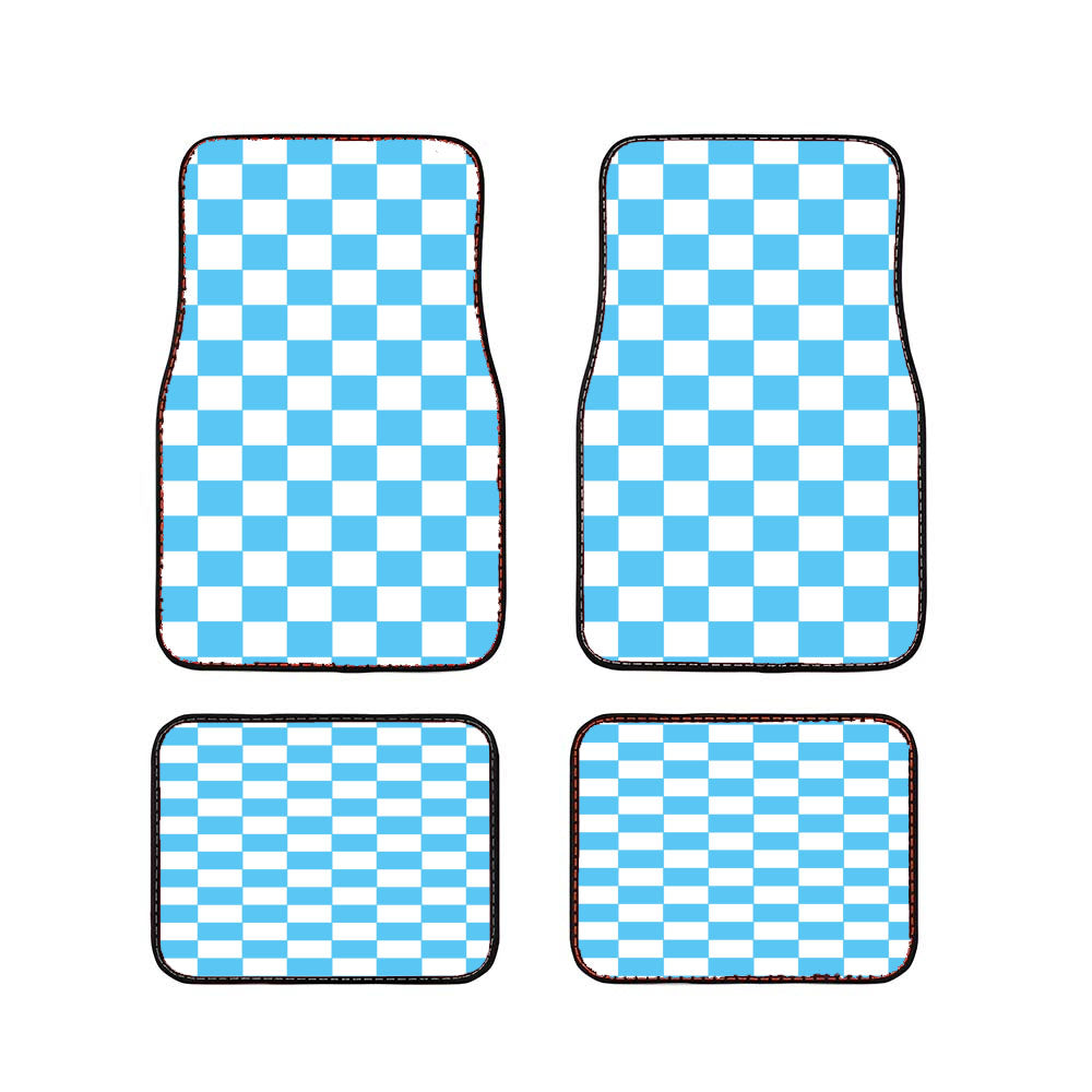 Blue Checkered Board Pattern Color Car Floor Mats Accessories