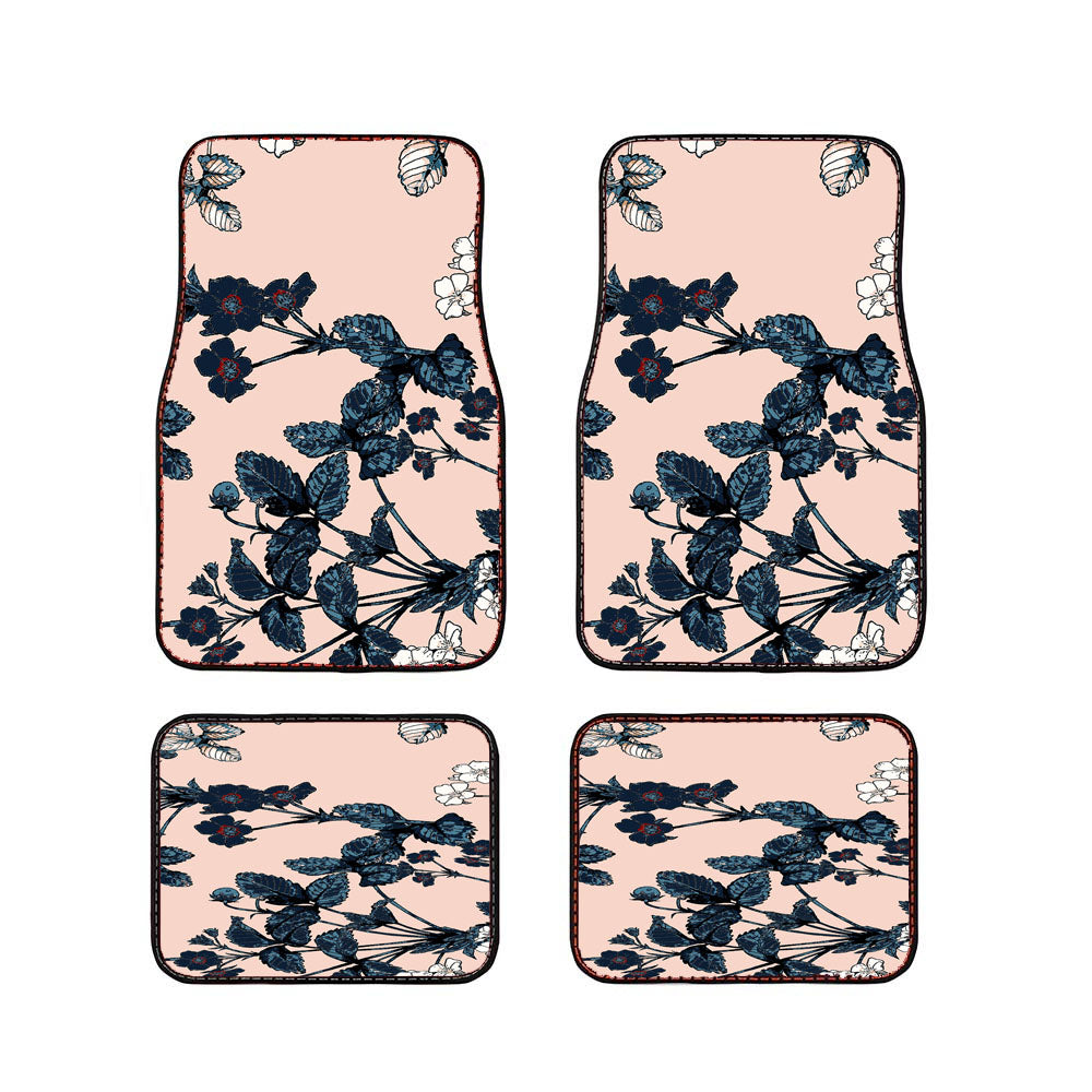 Blue Floral Wallpaper Car Floor Mats Accessories