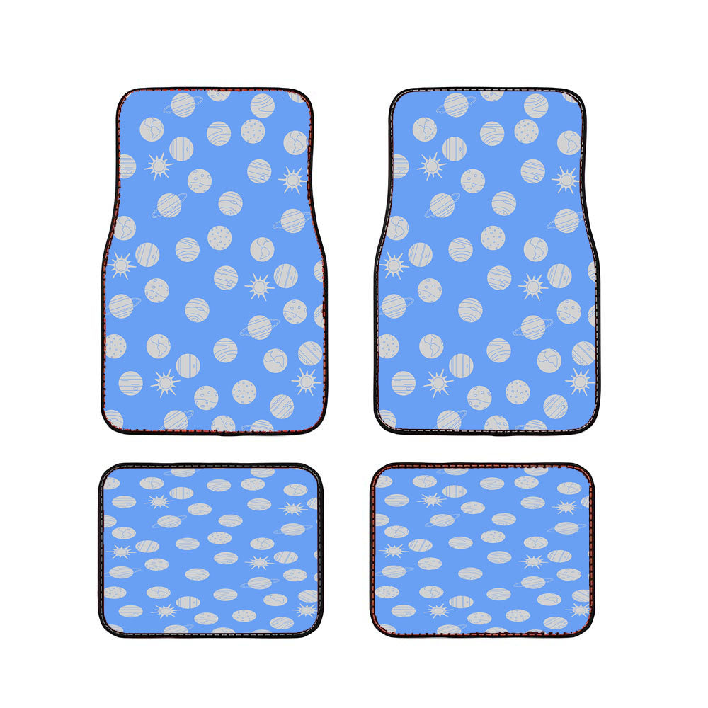 Blue Grey Planet Pattern Doodle Car Floor Mats Accessories