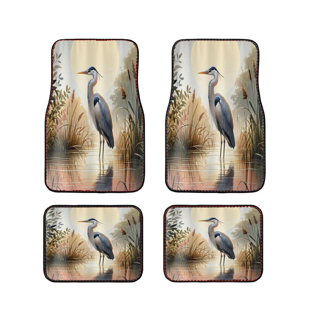 Blue Heron Printed Coastal William Morris Car Floor Mats Accessories