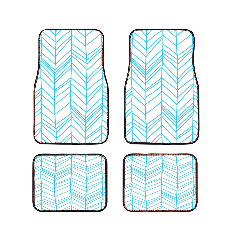 Blue Line Hand Drawn Chevron Seamless Pattern Car Floor Mats Accessories