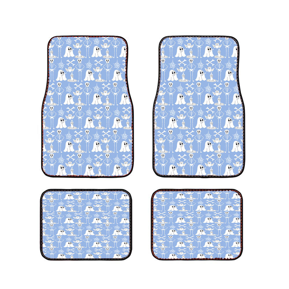 Blue Pattern Halloween Ghost Skeleton Car Floor Mats Accessories