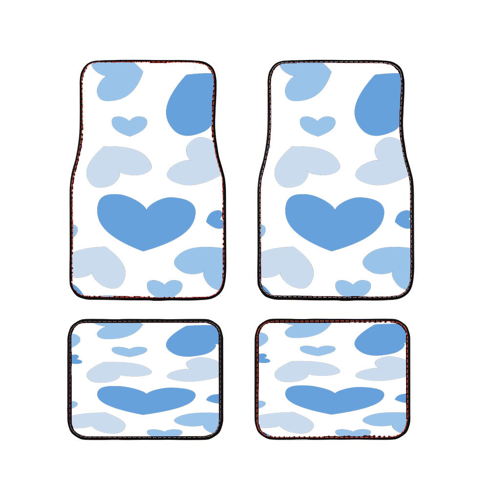 Blue Pattern Of Heart Car Floor Mats Accessories