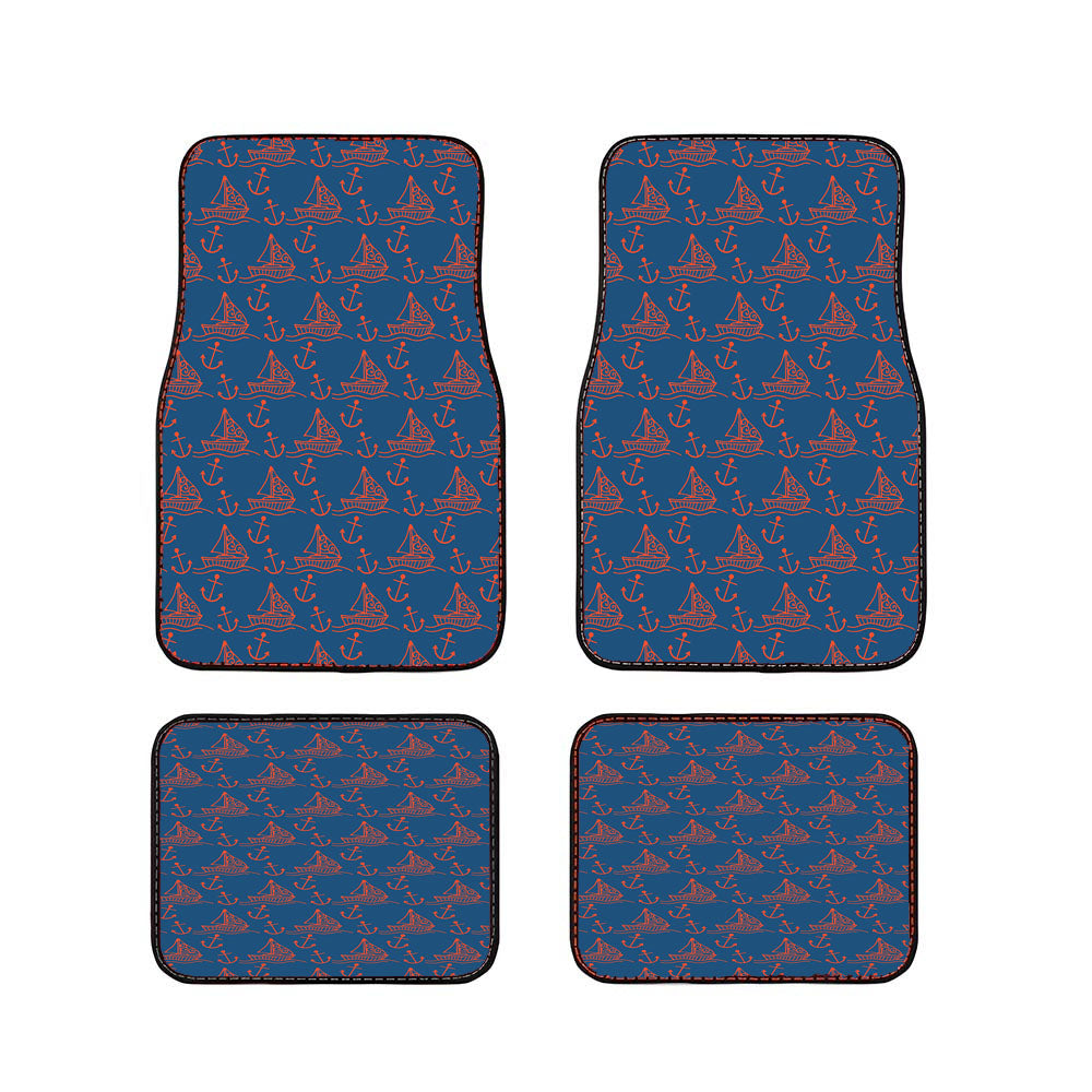 Blue Peach Sailor Ship Pattern Car Floor Mats Accessories