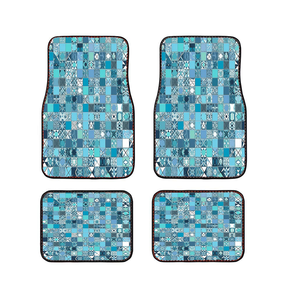Blue Tile Pattern With The Word Love On It. Car Floor Mats Accessories