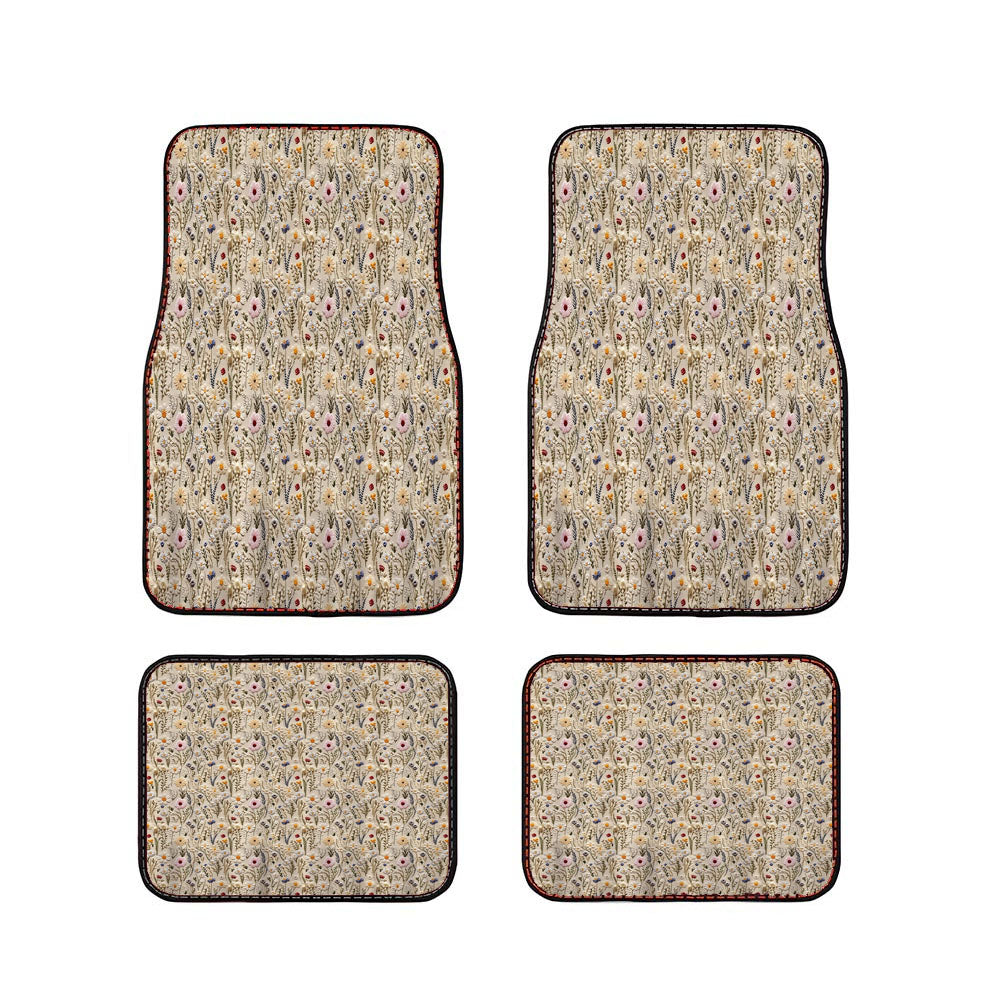 Boho Shabby Chic Floral Wildflower Car Floor Mats Accessories