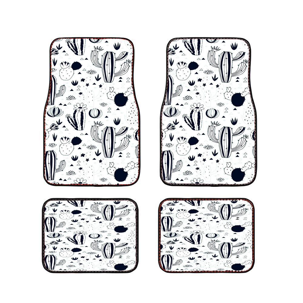 Cactus Black White Pattern Car Floor Mats Accessories