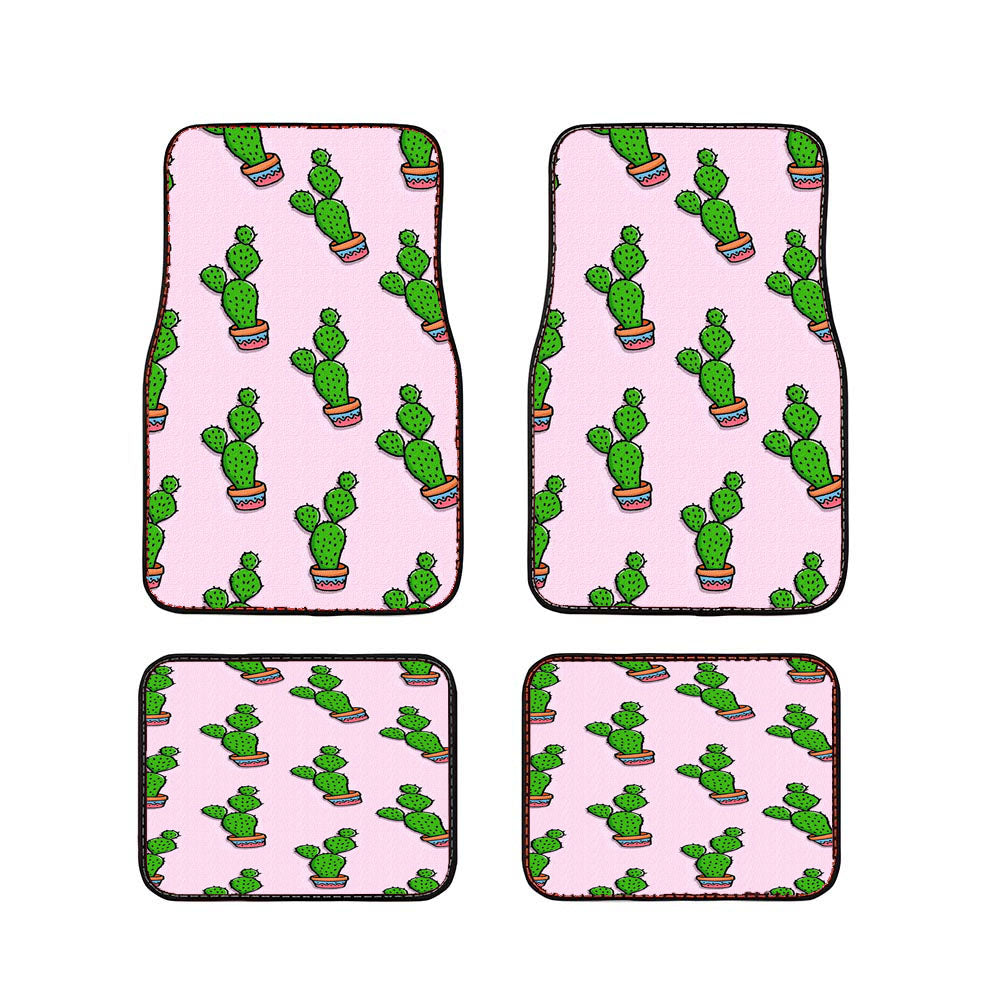 Cactus Pattern Pink Canvas Car Floor Mats Accessories