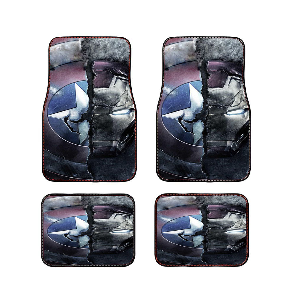 Captain America And Ironman Half Of Darkside Car Floor Mats Accessories