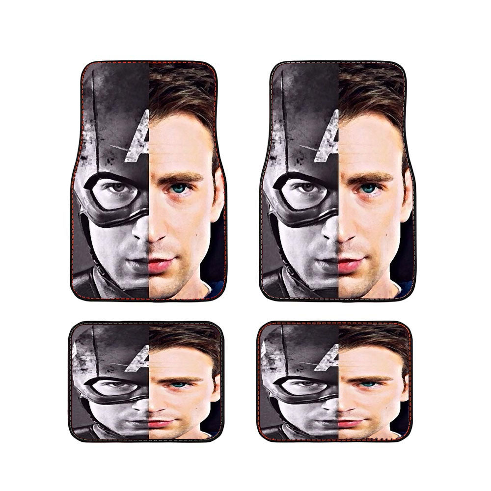 Captain America Close Up Bw And Colour Car Floor Mats Accessories