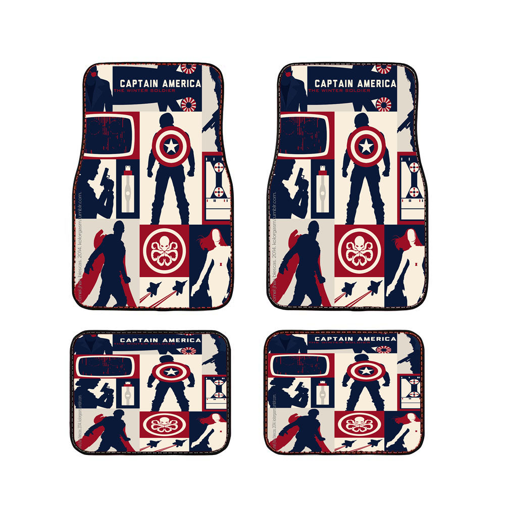 Captain America Hydra Collage Car Floor Mats Accessories