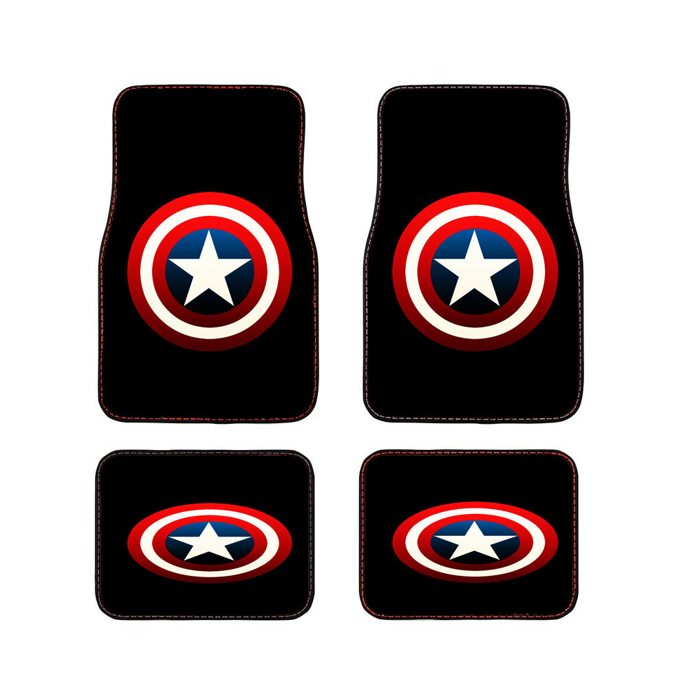 Captain America Shield Logo Black Car Floor Mats Accessories