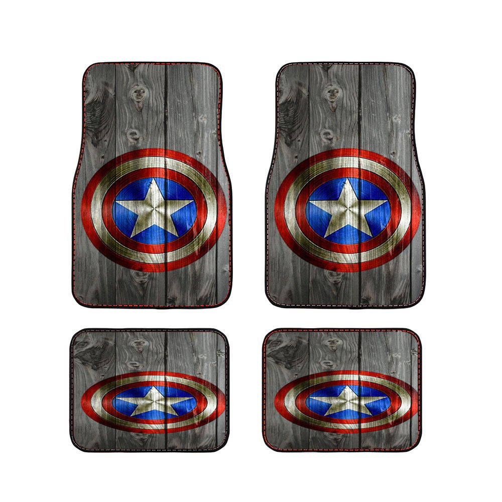 Captain America Shield Wood Car Floor Mats Accessories