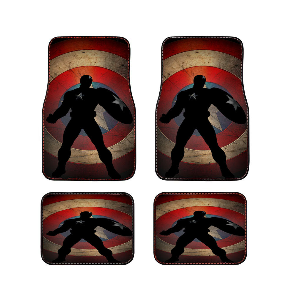 Captain America Silhouette Shield Car Floor Mats Accessories