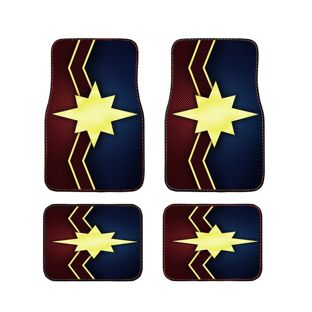 Captain Marvel Logo Carbon Fiber Car Floor Mats Accessories
