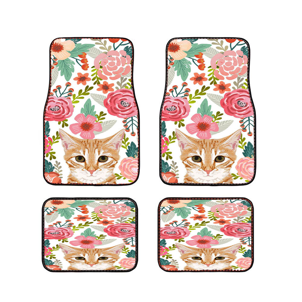 Cat Floral Cute Car Floor Mats Accessories