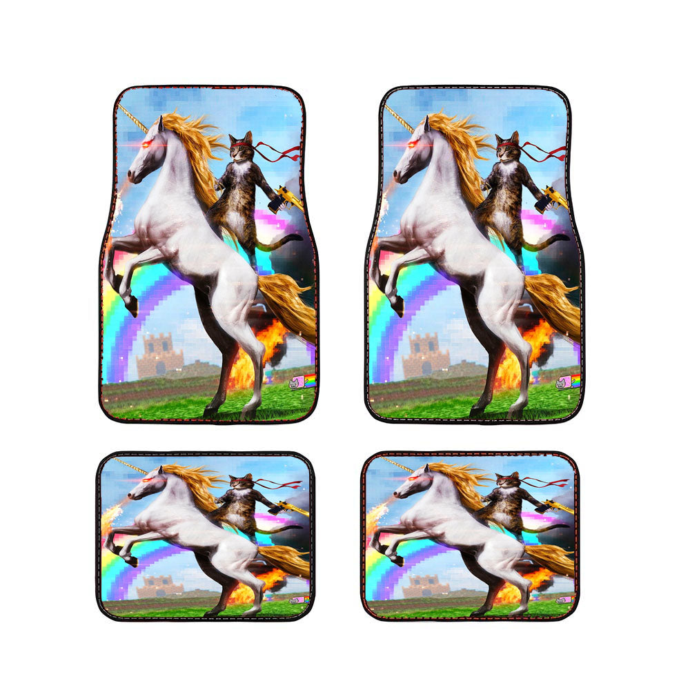 Cat Unicorn Pixel Rainbow Car Floor Mats Accessories