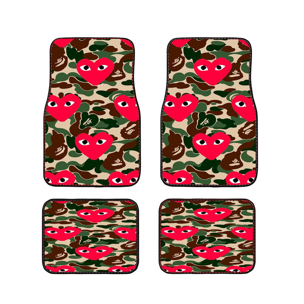 Cdg Chamo Pattern Bape Style Car Floor Mats Accessories