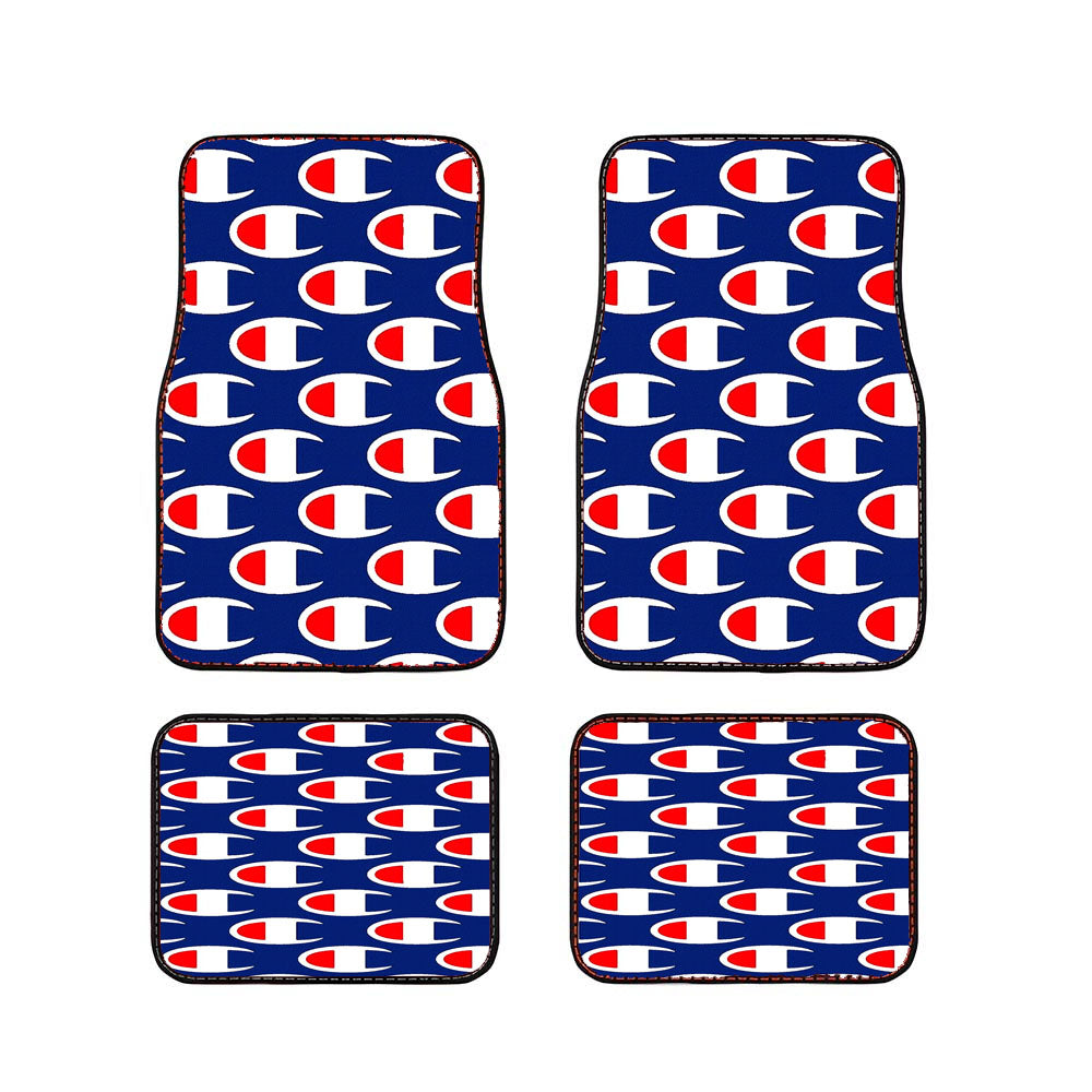 Champion Pattern Blue Art Car Floor Mats Accessories