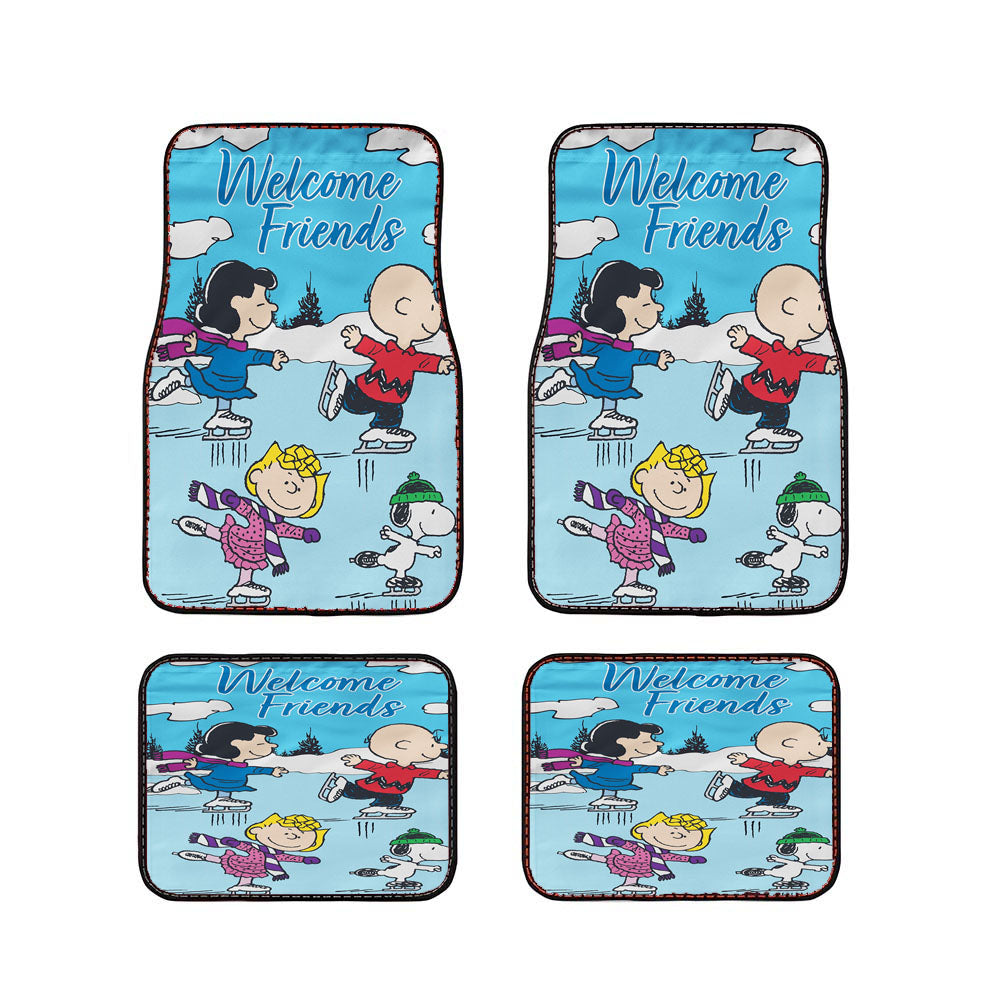 Charlie Brown Peanuts Gang Winter Car Floor Mats Accessories