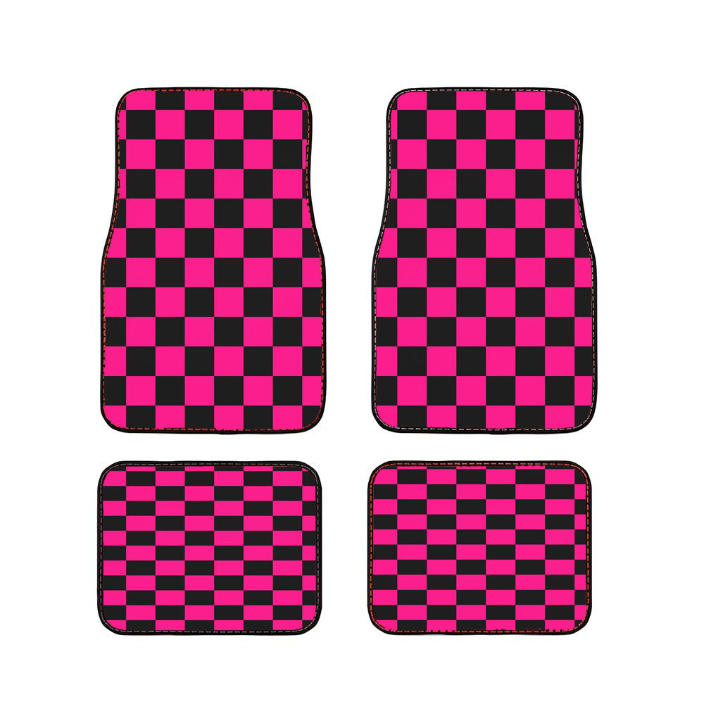 Checkered Magenta Pattern Car Floor Mats Accessories